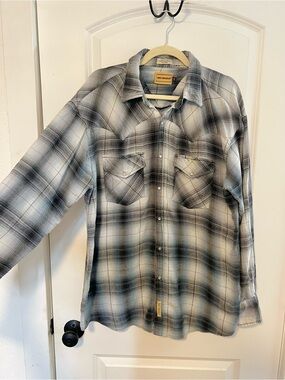 VNTG Bit & Bridle Pearl Snap Plaid Western 100% Cotton Flannel